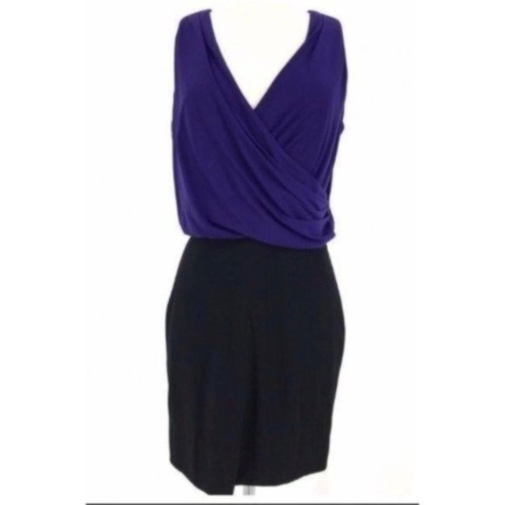 Aidan Mattox Womens Faux Wrap Dress Size Medium Purple Black